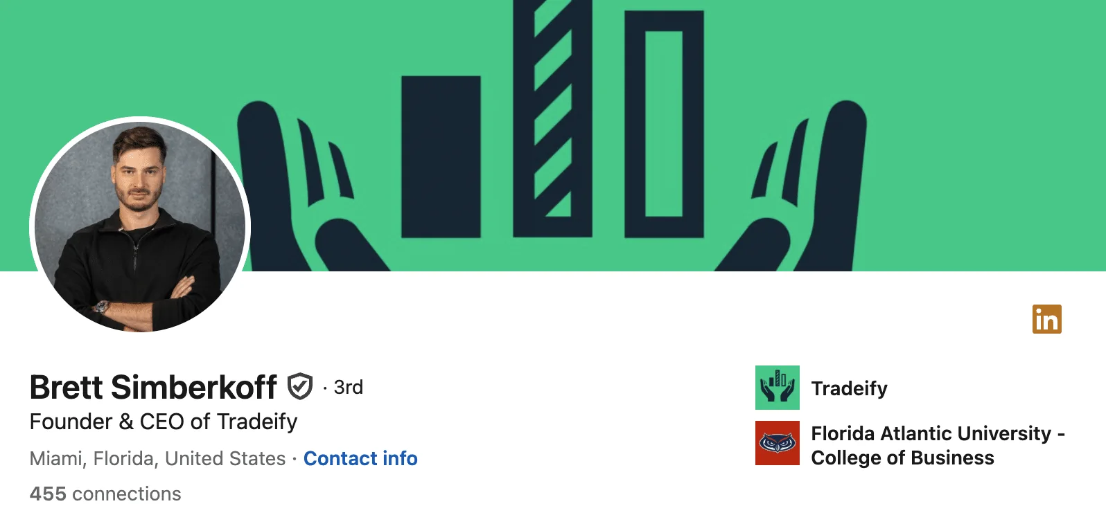 Tradeify CEO LinkedIn Profile