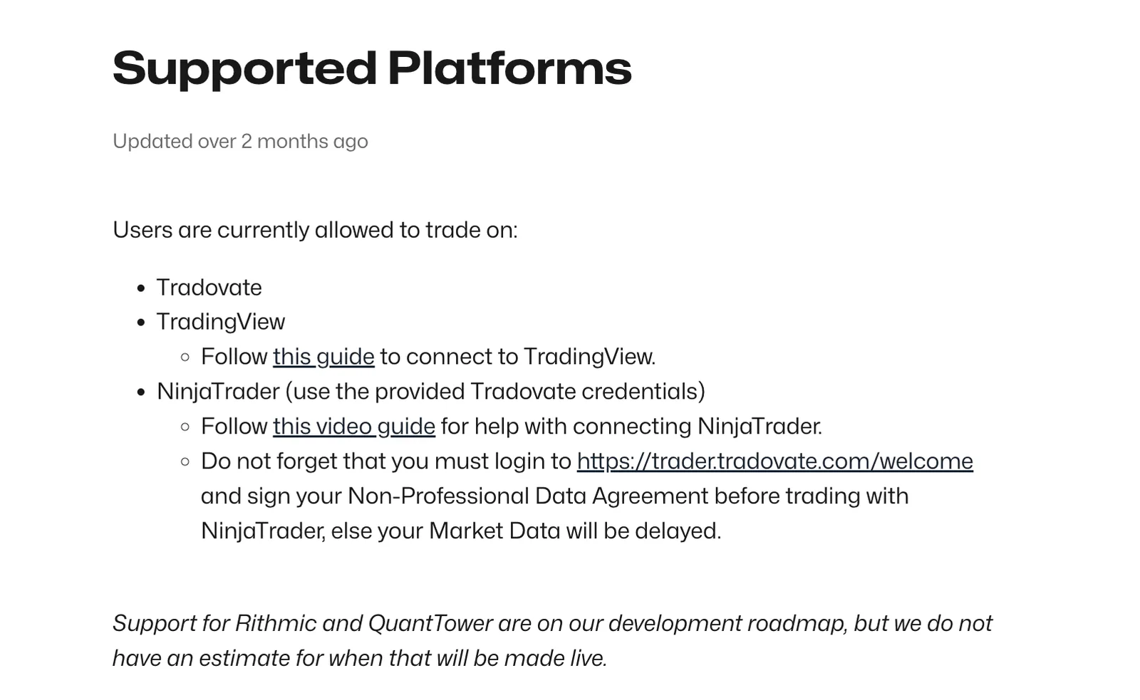 Tradeify Supported Platforms