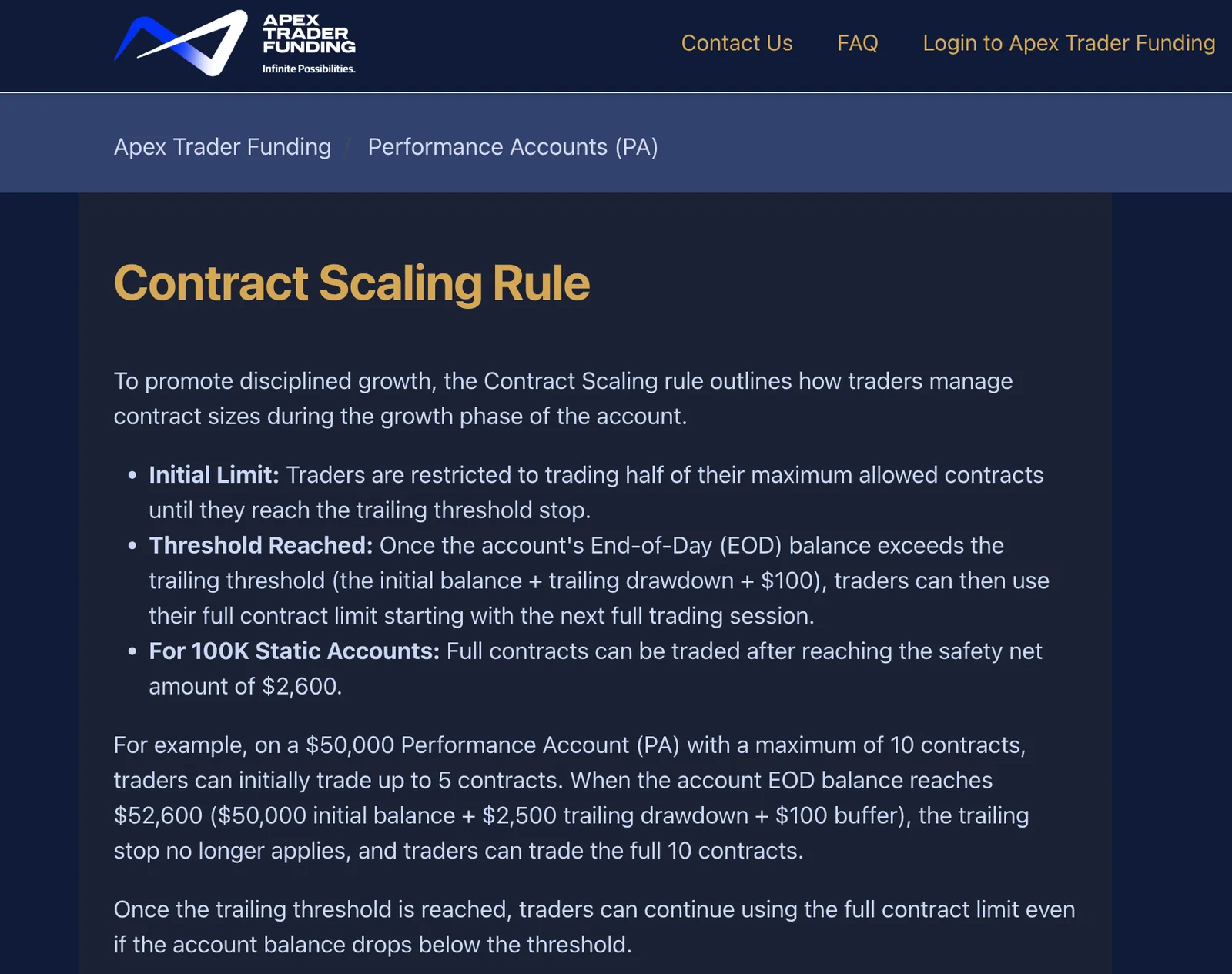 Apex Trader Funding Scaling Rule