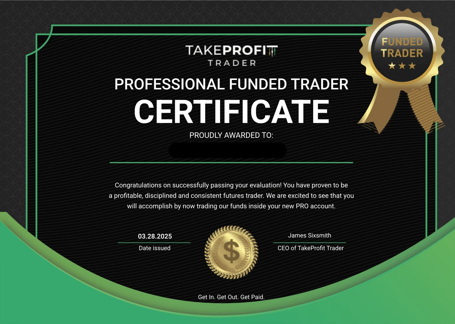 Take Profit Trader Certificate