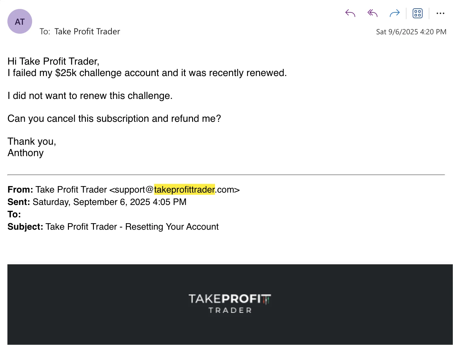 Take Profit Trader Support Email