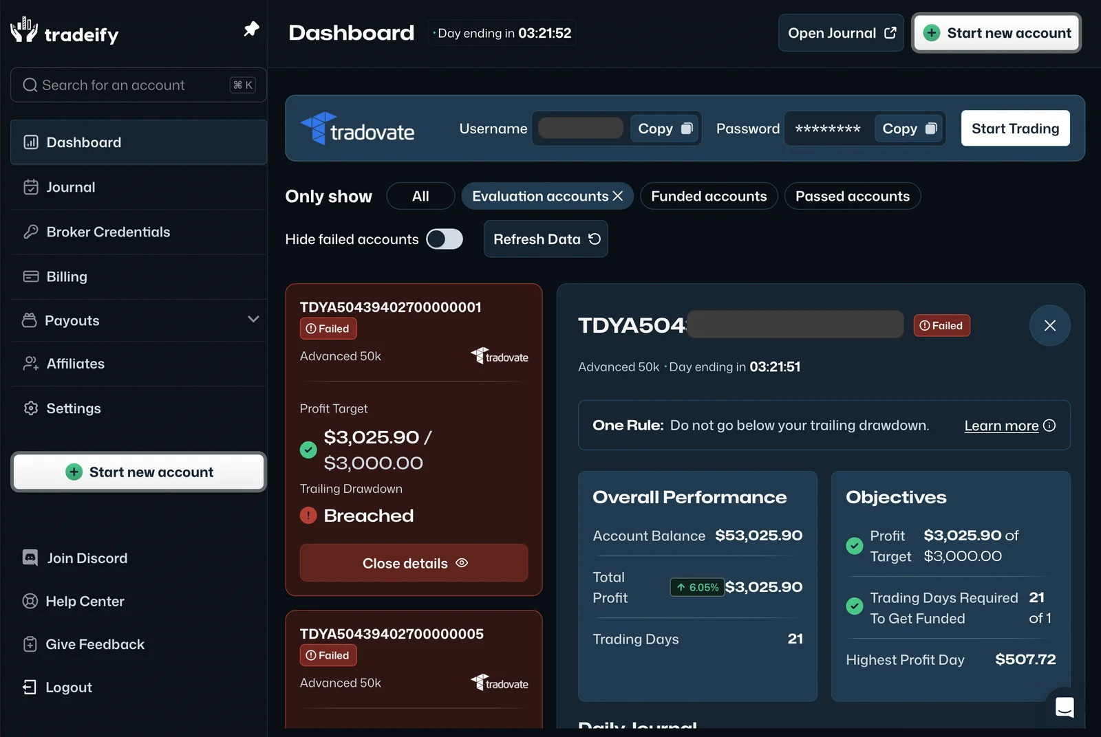 Tradeify Dashboard