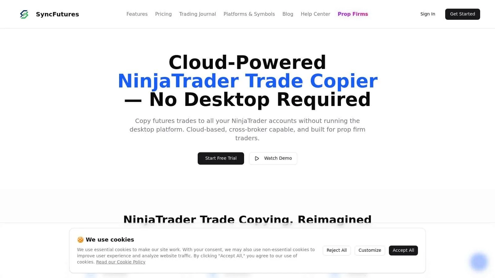 SyncFutures — cloud copier focused on NT8/Rithmic/Tradovate cross-broker